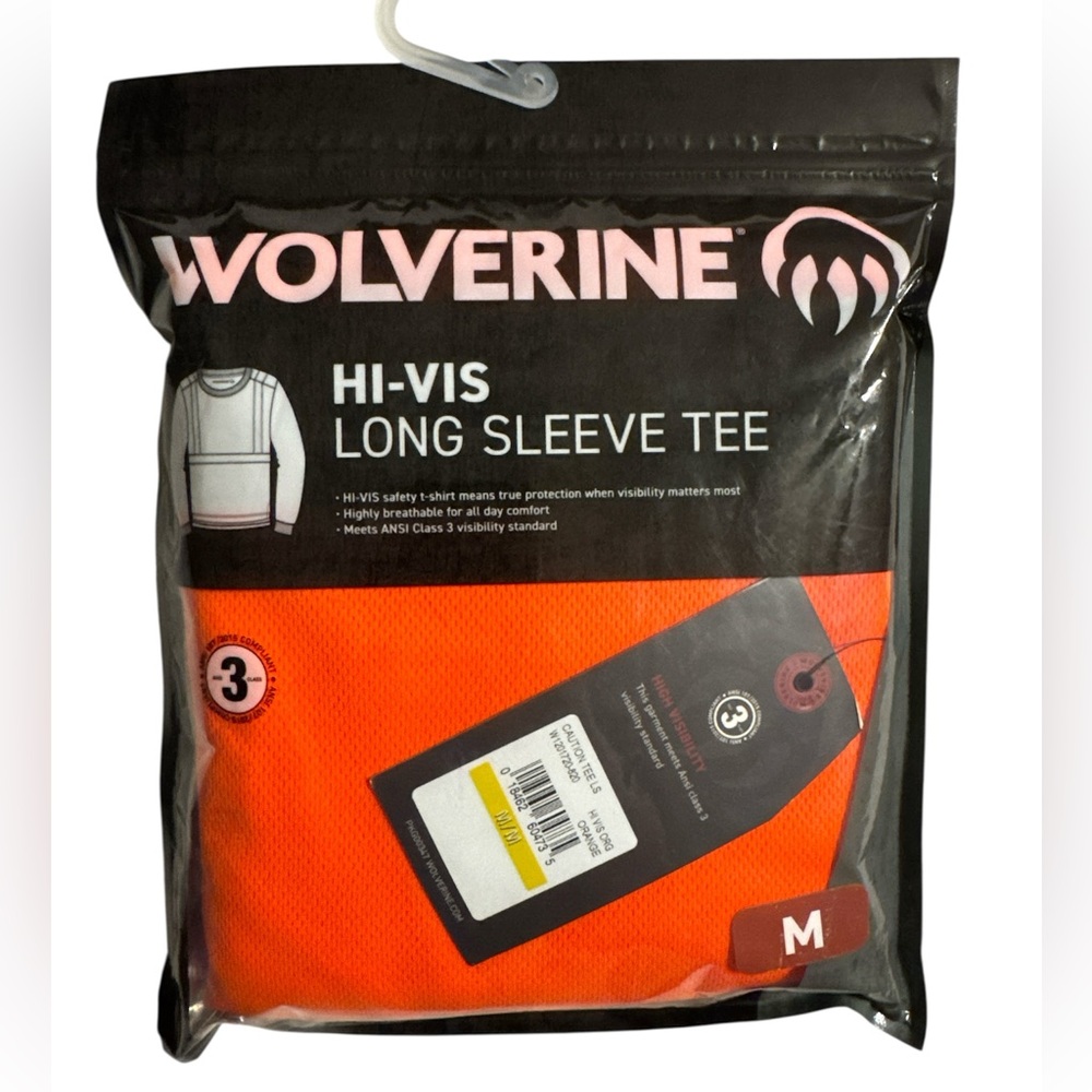 Wolverine Hi-Vis Long Sleeve Tee - Orange, Men's Medium
